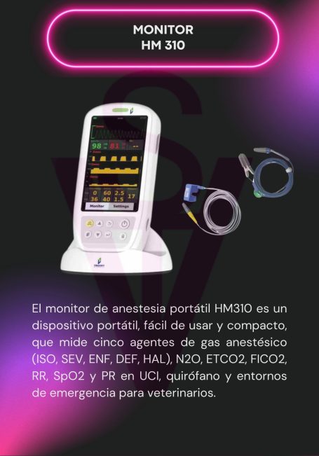 Monitor HM 310 con pantalla y cables, diseñado para medir parámetros vitales.