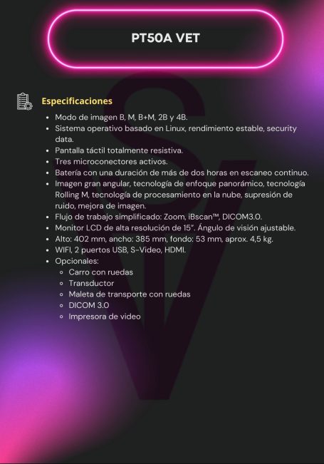 Ecógrafo PT50A Vet